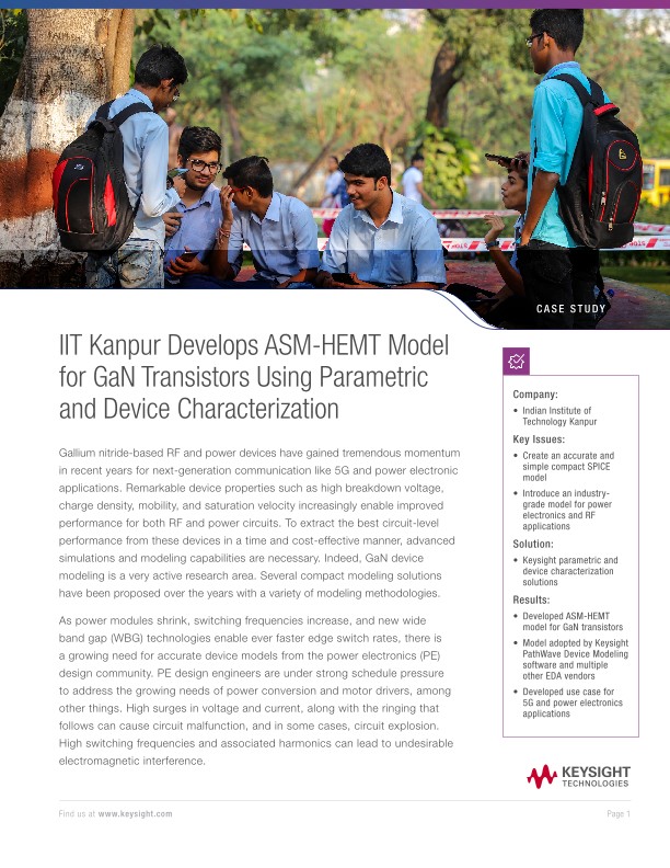 Iit Kanpur Develops Asm Hemt Model For Gan Transistors Using Parametric